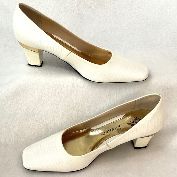 Love J. Renee White “Mary” faux leather Lizard Print  Square Toe pumps  Sz 6.5M - Picture 3 of 16